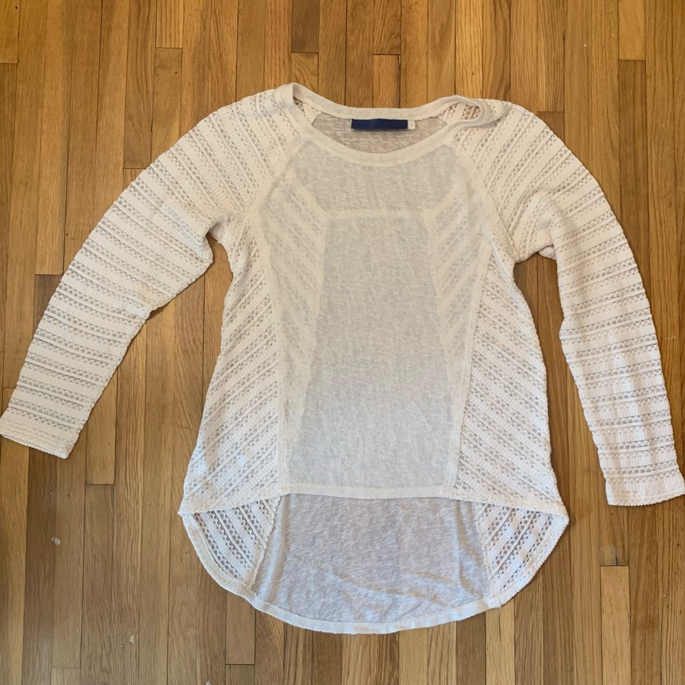 Cream Fall Sweater with Distressed Seams Large